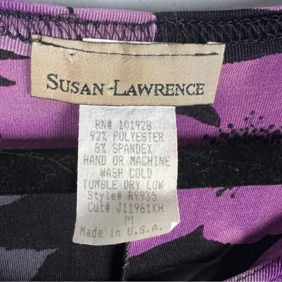 Vintage Susan Lawrence Floral Maxi Dress Size M Stretch Knit Slit Hem - Picture 5 of 8